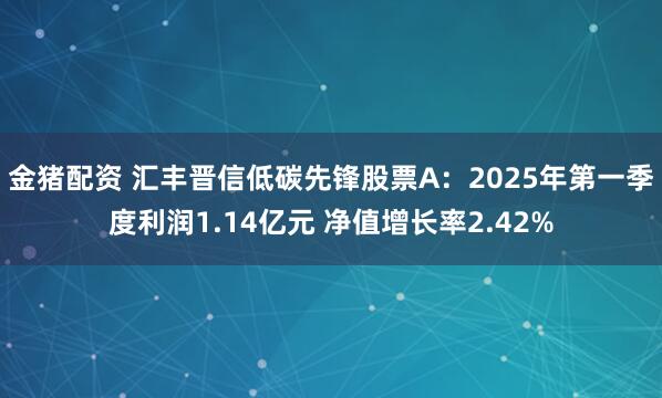 金猪配资 汇丰晋信低碳先锋股票A：2025年第一季度利润1.14亿元 净值增长率2.42%