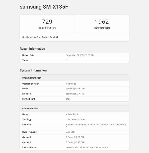 祥富金融 三星最亲民平板系列新成员：Galaxy Tab A11 跑分曝光